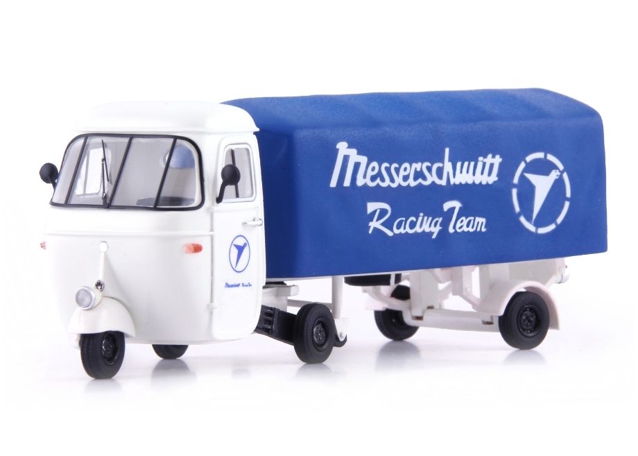 Miniature Autocult ATC08016 – Piaggio Ape Pentaro Renntransporter Messerschmitt, 1/43, Neuf