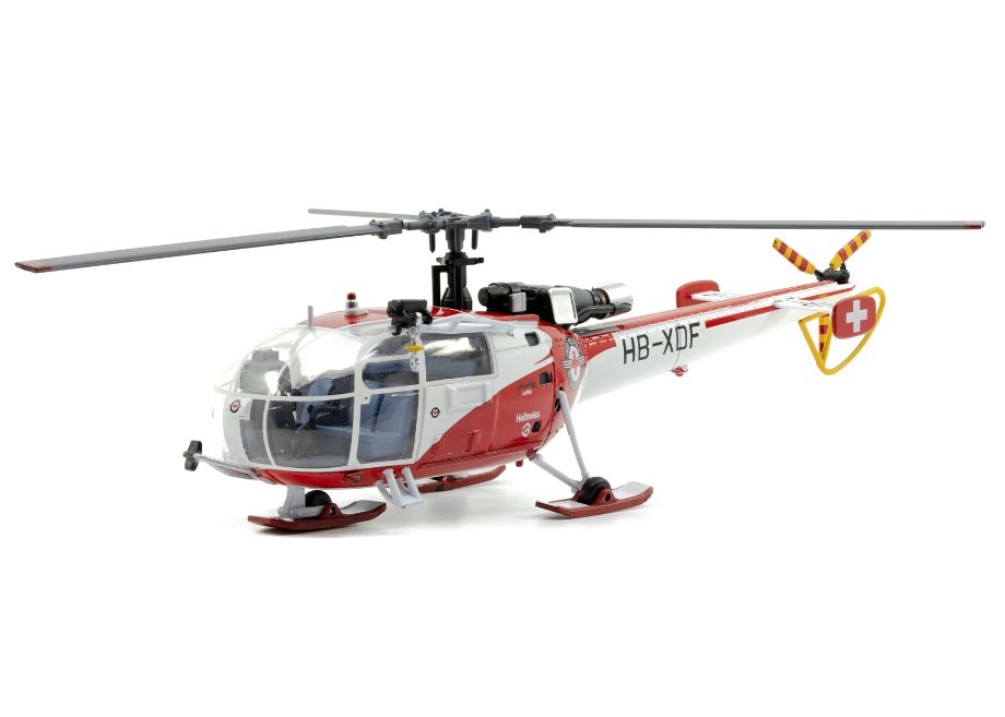 Helikopter Alouette III HB-XDF Rega mit Rettungskorb und Seilwinde  1:72